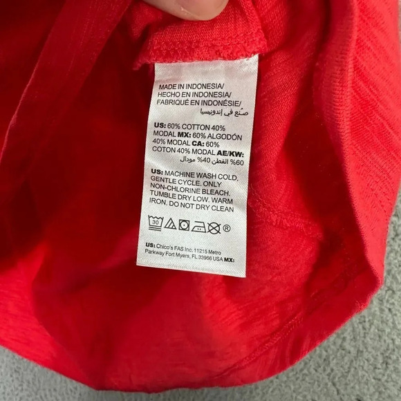 Chicos top womens 1 medium red the ultimate tee burnout casual weekend layers - Picture 5 of 7